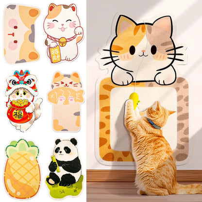 Transform Your Home with Our Self-Adhesive Wall Mounted Cat Scratching Mats - Stylish Cat Shape Felt Scratch Pads for Furniture Protection and Fun!